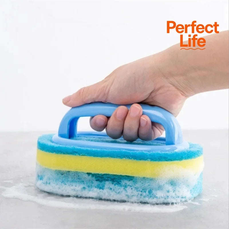 Pot Washing Kitchen Cleaning Brush with Handle - Pot Washing High-Density Thick Scouring Pad Ceramic Tile Wall Cleaning Brush