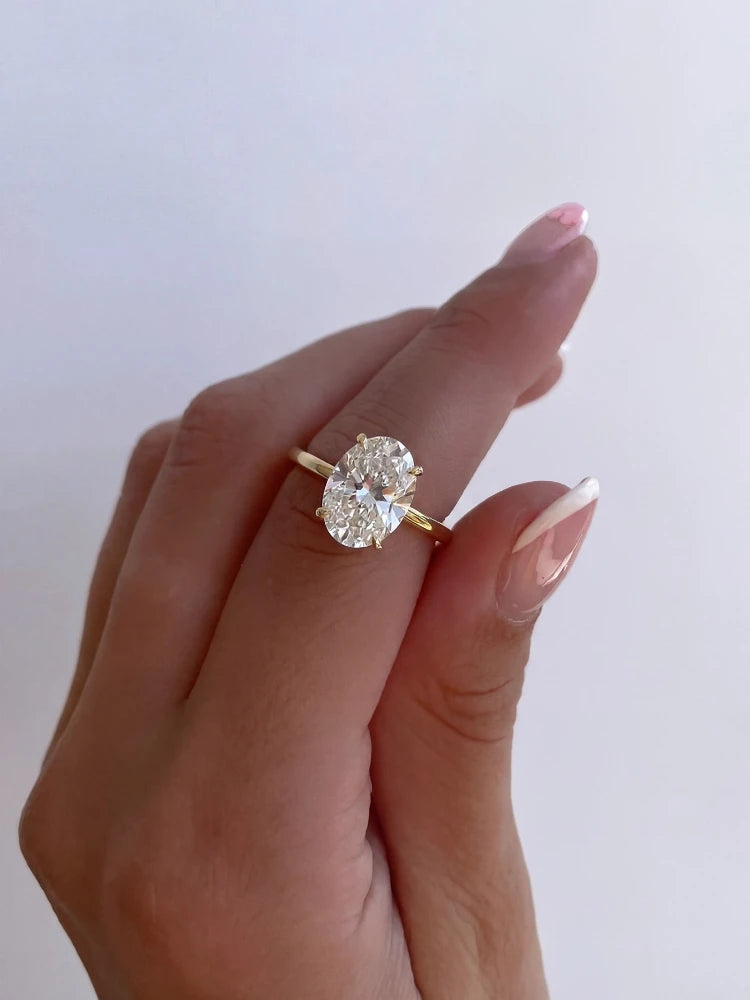 925 Sterling Silve Shiny Gorgeous 1-8CT Oval Zircon Ring For Women Engagement Wedding Luxury High Quality Fine Jewelry