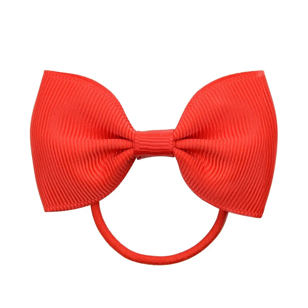 2.75 Inch Small Ribbon Bows With Elastic Hair Bands For Kids Girls Ponytail Solid Color Bowknot Hair Ropes Ties Hair Accessories