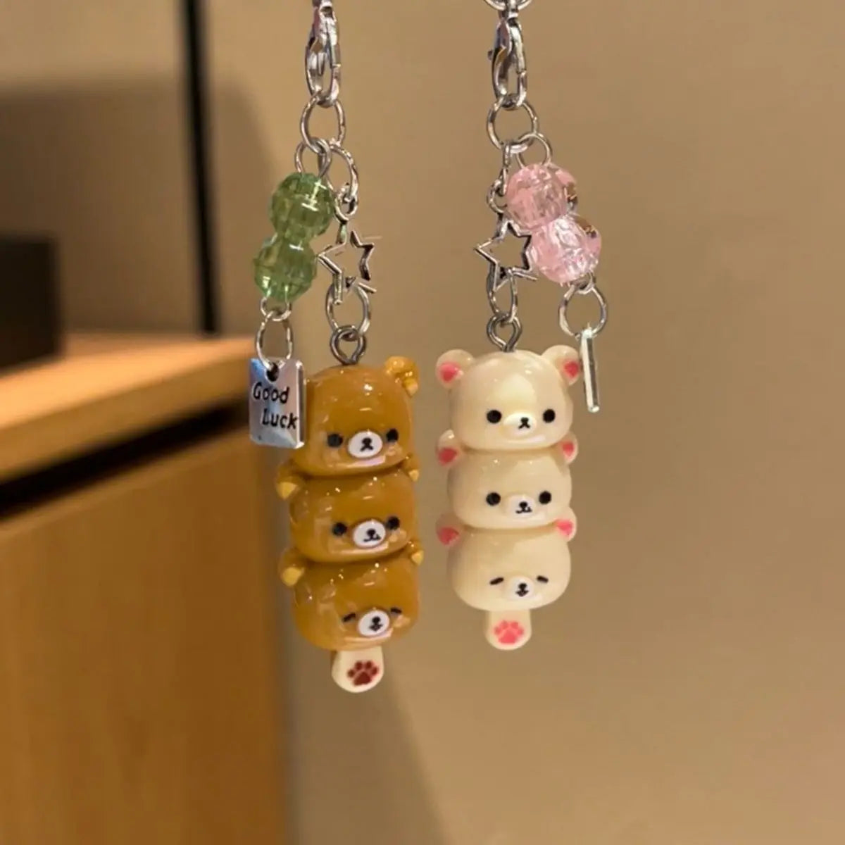 Cute Bear Phone Charms Pendant Kawaii Anime Keychain Accessories For Keys Schoolbag iPhone 17Promax Airpods Ins Korea New Y2K