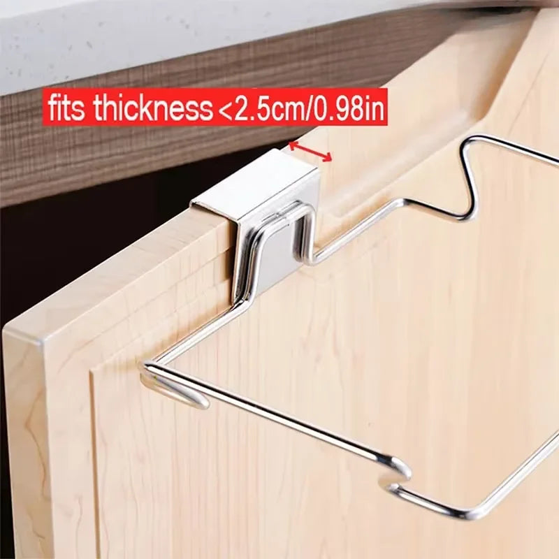 Multi-Purpose Cabinet Door Trash Bag Holder | Space-Saving Garbage Storage Organizer for Kitchen/Pantry/Closet | Adjustable Wast