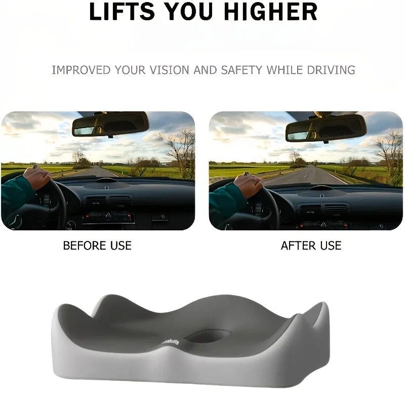 1pc Memory Foam Seat Cushion - 3D Ergonomic Support| Light Green Grey Black Washable Polyester Car Office Essentials