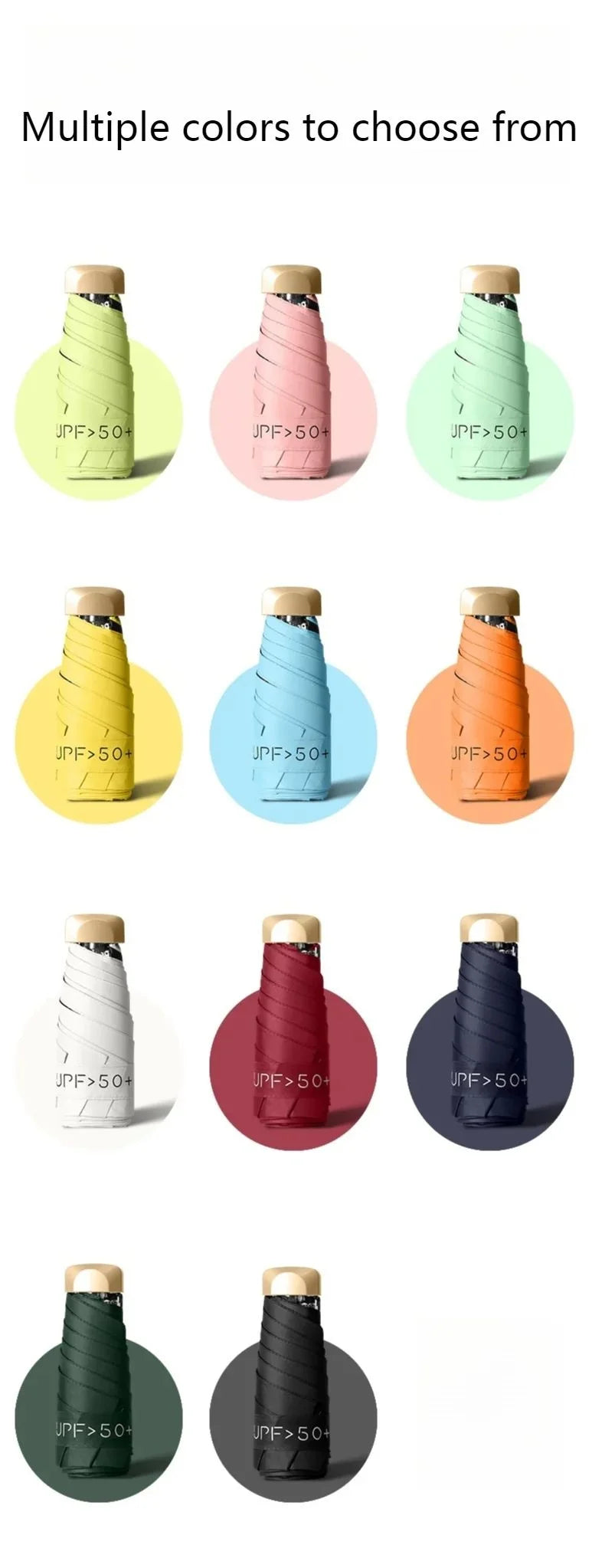 Low Price Promotion Mini Sun Umbrella Pocket Rain Umbrella Vinyl Folding UV Ultraviolet Protection Sun Shade Pocket Parasol