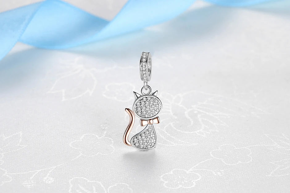 Original 925 Sterling Silver Charms Love Pets Dog Cat Paw Print Pendant Beads Fit Brand Bracelets Necklaces Women DIY Jewelry