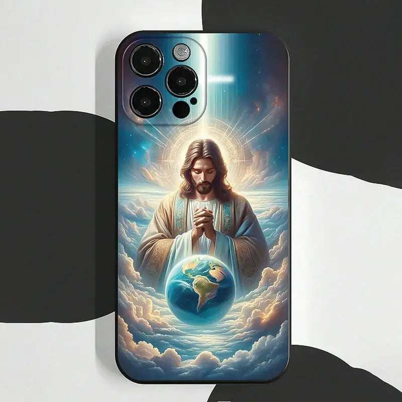Jesus Pattern Phone Case, Anti-drop Cellphone Protective Case Mobile Phone Cover for IPhone 16 Pro Max 15 Pro 14Plus 13 12 11