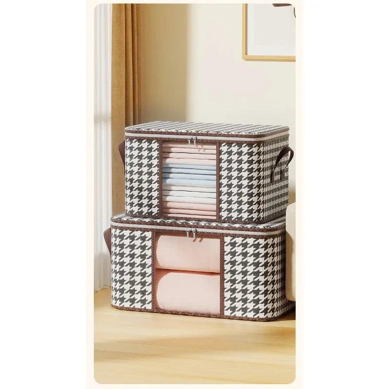 New style Houndstooth Storage Visual Portable Quilt Bag Multifunctional Dustproof Home Moving Packing and Organizing Storage Box