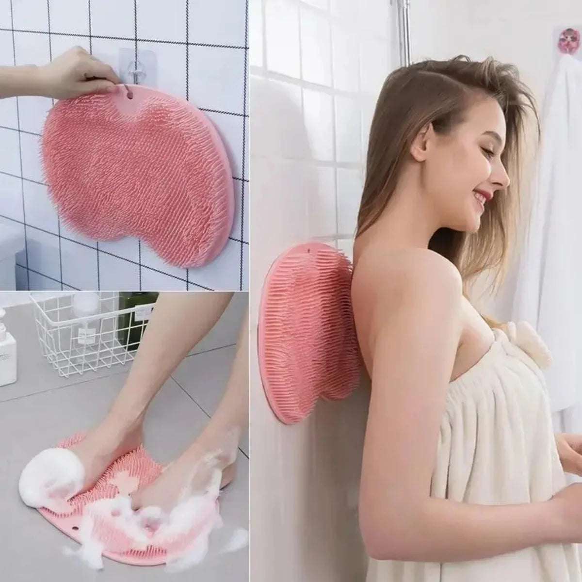 Silicone Foot Scrubber Mat, Non-Slip Shower Foot Cleaner Massager with Suction Cups
