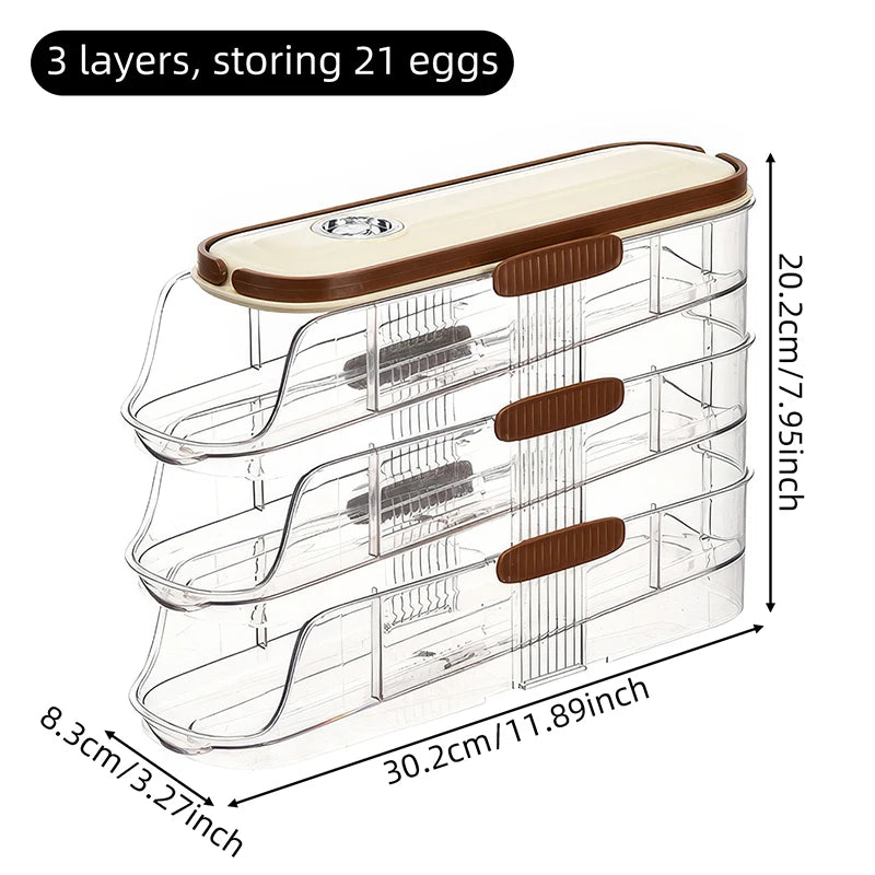 1pc egg storage box, automatic rolling refrigerator egg rack storage, hand-held egg refrigerator side door storagerack