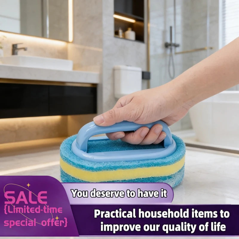 1/2Pcs Pot Washing Kitchen Cleaning Brush with Handle Pot Washing Density Thick Scouring Pad Ceramic Tile Wall Cleaning Brush