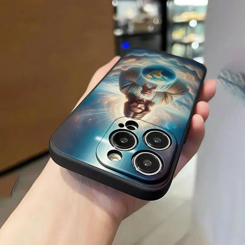 Jesus Pattern Phone Case, Anti-drop Cellphone Protective Case Mobile Phone Cover for IPhone 16 Pro Max 15 Pro 14Plus 13 12 11
