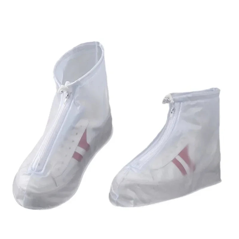 Unisex Waterproof Shoe Covers Non-Slip PVC Silicone Sole Reusable White for Rain And Snow Multiple Sizes