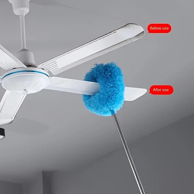 Reusable Microfiber Ceiling Fan Duster Set for Home & RVs - Effortless Cleaning Brush with Dust-Locking Technology