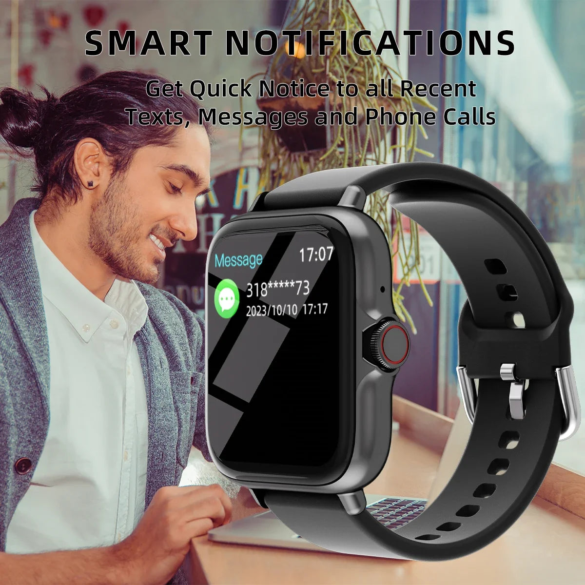 1.83'' Smart Watch with Message Answer Call Sleep Monitoring Sports Pedometer Information Alerts For iPhone Android
