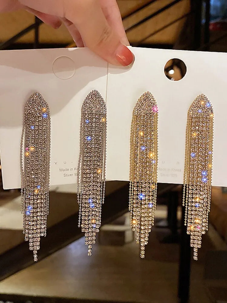 Butterfly Earrings For Women Sparkly Rhinestone Long Tassel Earrings Heart Drop Earrings Wedding Party Jewelry Valentine Gifts C