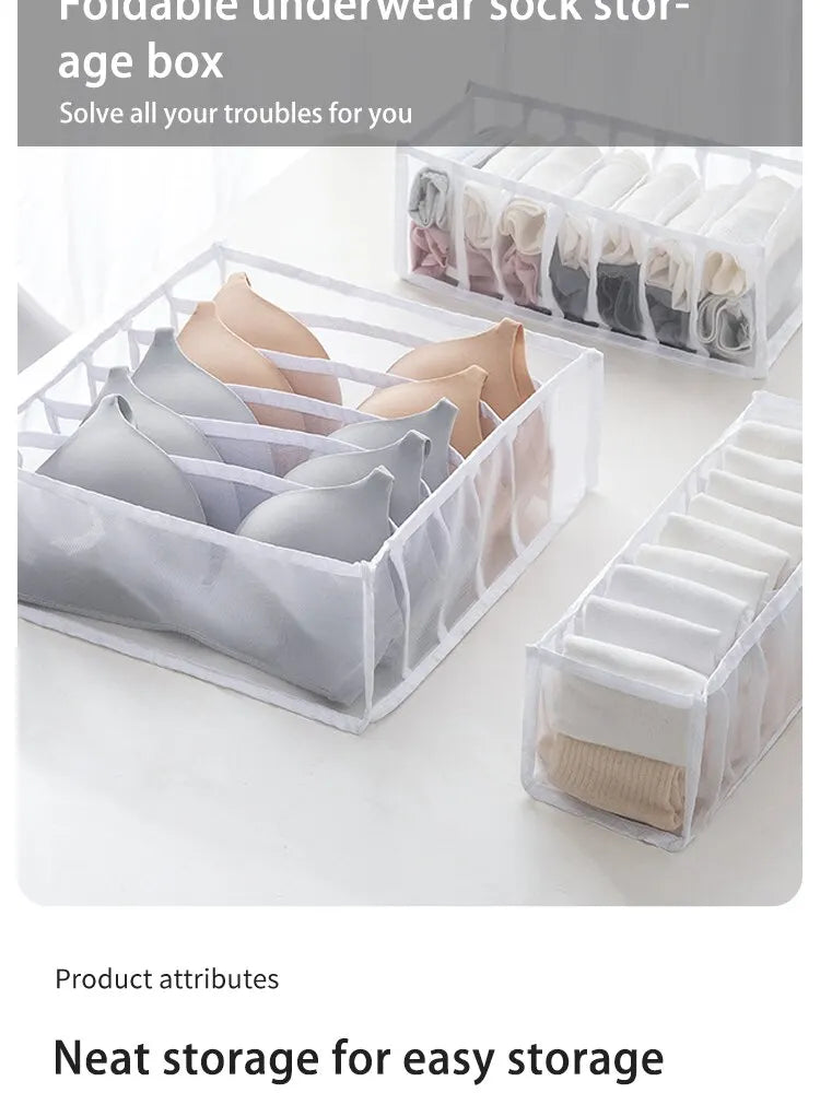 6/7/11 Foldable Underwear Underwear Socks Organizer With Dividers Clothes Storage Box Breathable Mesh Bag For Wardrobe