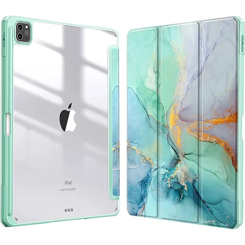 Smart PU Case for iPad Air 4th 5th iPad 10th 10.9 Funda iPad Pro air 12th 11th 11" 7th 8th 9th 10.2 2 9.7 10.5 Transparent Cover