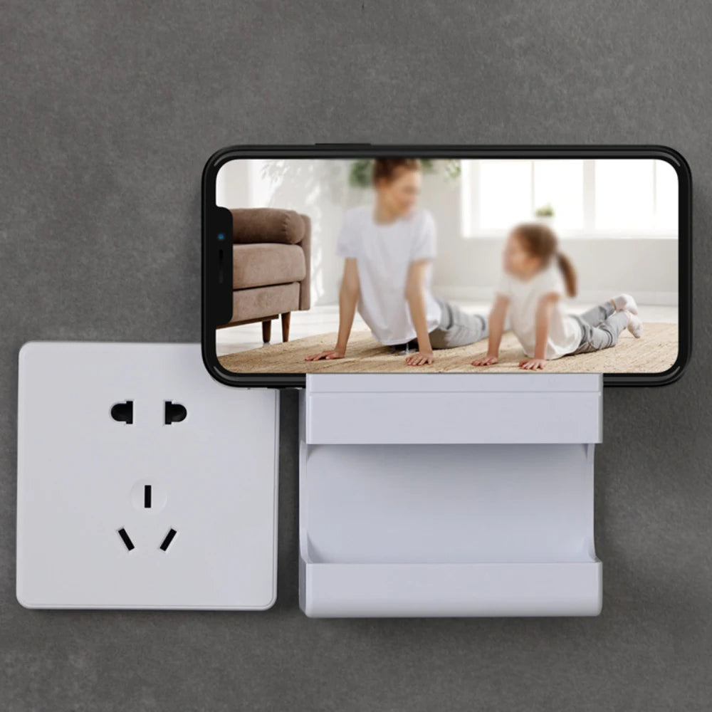 Remote Control Holder Punch-free Wall Mount Organizer for Mobile Phone Charging Living Room Storage Box