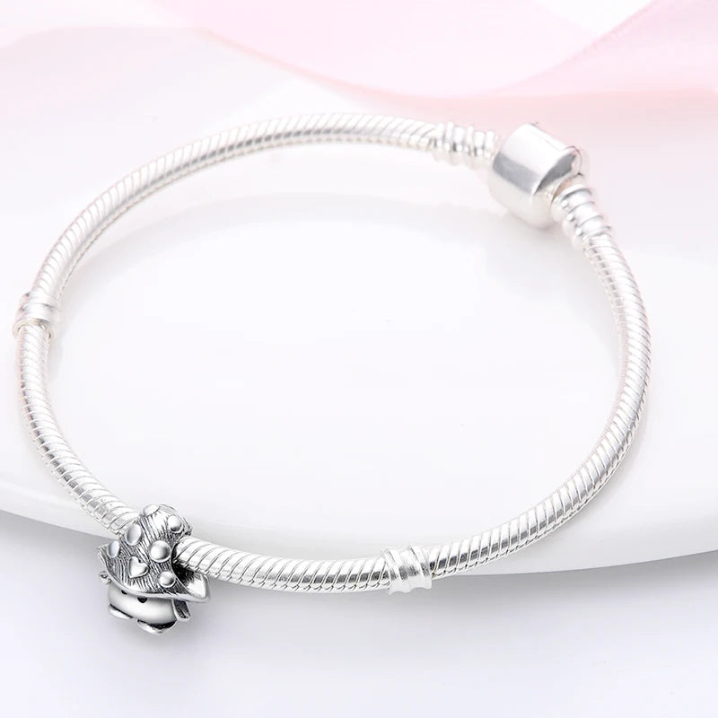 925 Silver Color Mushroom Owl Cat Bone Animal Charms Beads Fit Pandach 925 Original Bracelets Fine DIY Birthday Jewelry Gifts