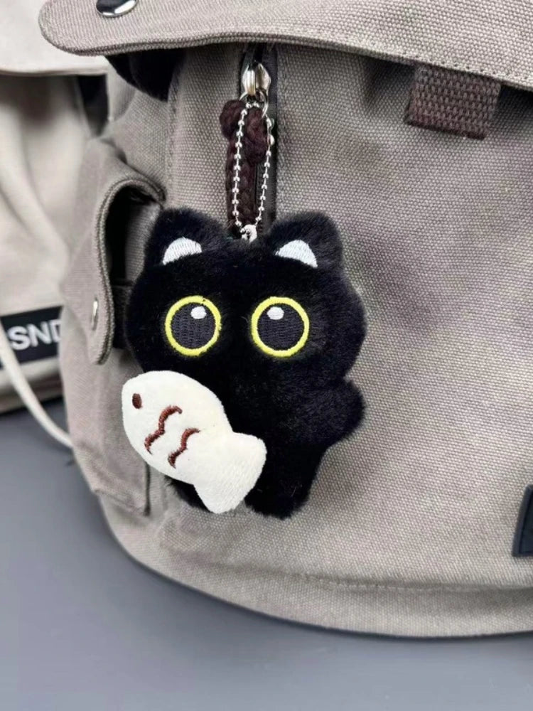 Dark Shadow Cat, For Lonely Bags, Soft Velvet Fur, Plush Key Chain Ring