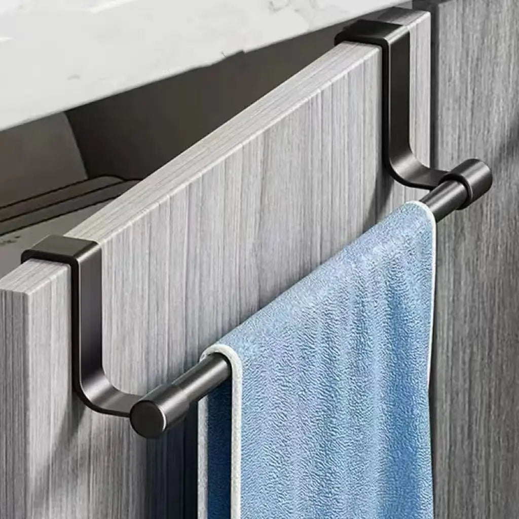 1/2Pcs Towel Rack Over Door Towel Bar Hanging Holder Stainless Steel Bathroom Kitchen Cabinet White Black Towel Rag Shelf Hanger