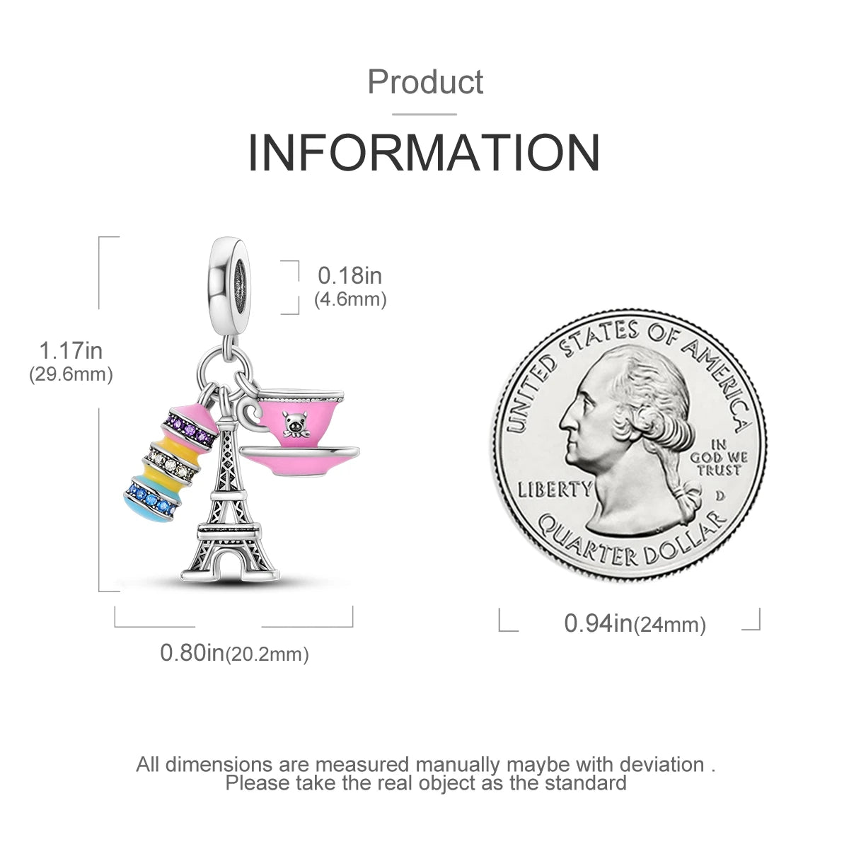 Travel Charm 925 Silver Plane Paris Tower Pendant Fit Bracelet Beads Making Woman Fashion Jewelry