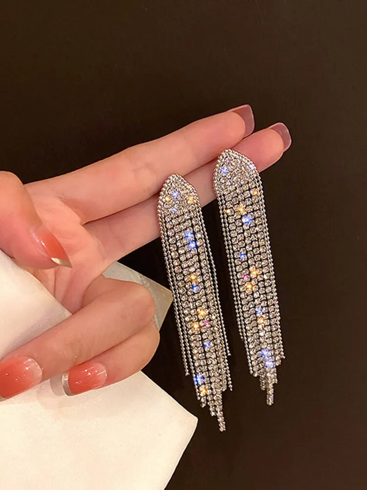 Butterfly Earrings For Women Sparkly Rhinestone Long Tassel Earrings Heart Drop Earrings Wedding Party Jewelry Valentine Gifts C