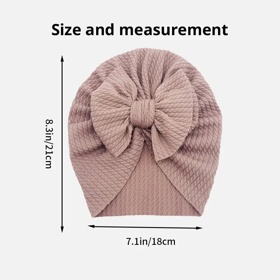 Cute Bow Baby Turban Hat Double Layer Big Bowknot Newborn Hat Soft Warm Elastic Kids Head Beanie Babies Accessories