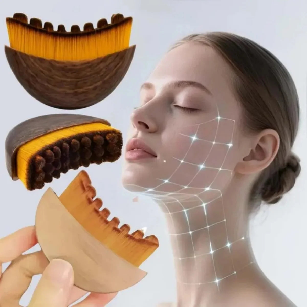 Wooden Body Brush, Dry Brushing Exfoliating Brush with Soft Bristles, for Lymphatic Drainage, Cellulite Reduction and Skin Exfoliation