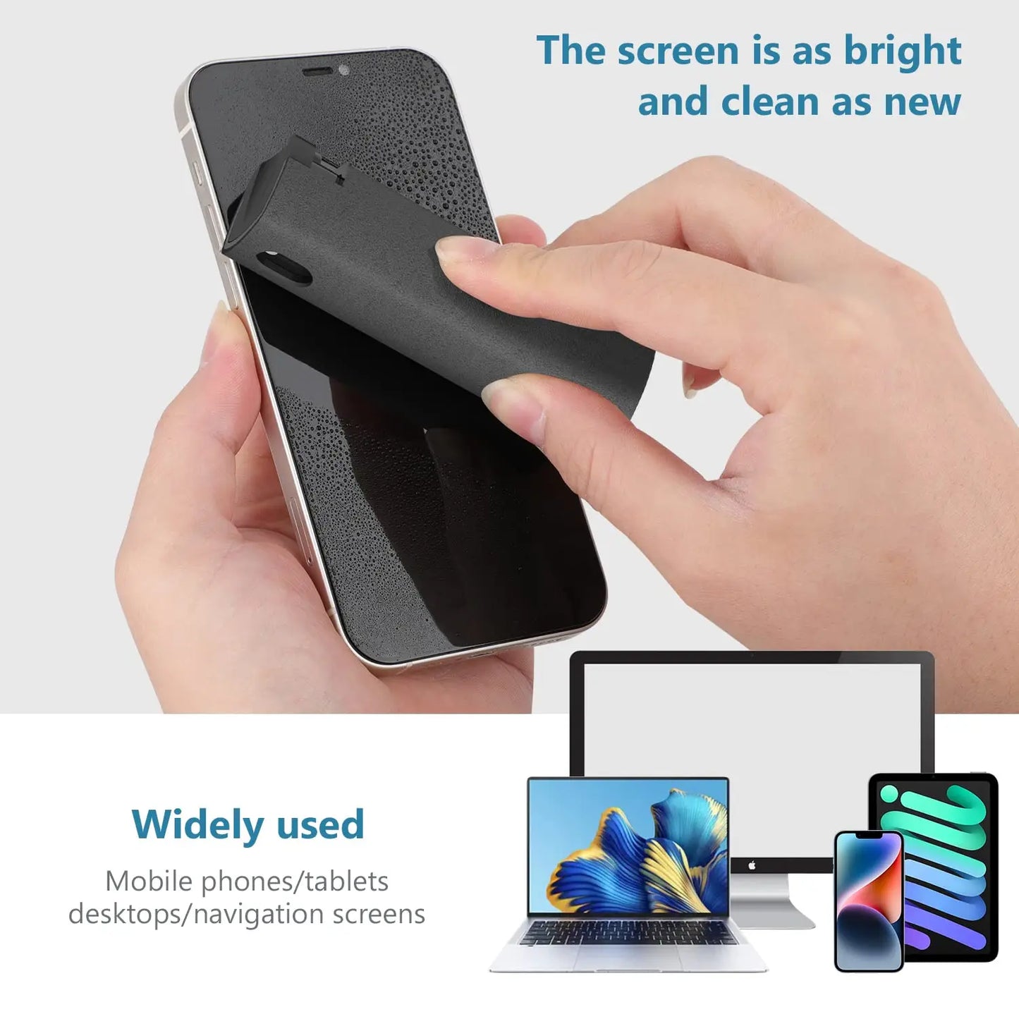 2 In 1 Phone Screen Cleaner Spray Portable Tablet Phone Touch Screen Cleaner Microfiber Cloth Set Glass Mini Cleaning Artifact
