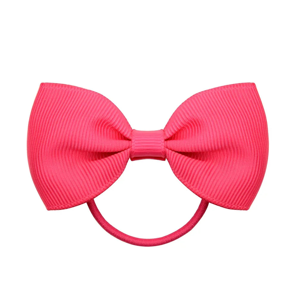 2.75 Inch Small Ribbon Bows With Elastic Hair Bands For Kids Girls Ponytail Solid Color Bowknot Hair Ropes Ties Hair Accessories