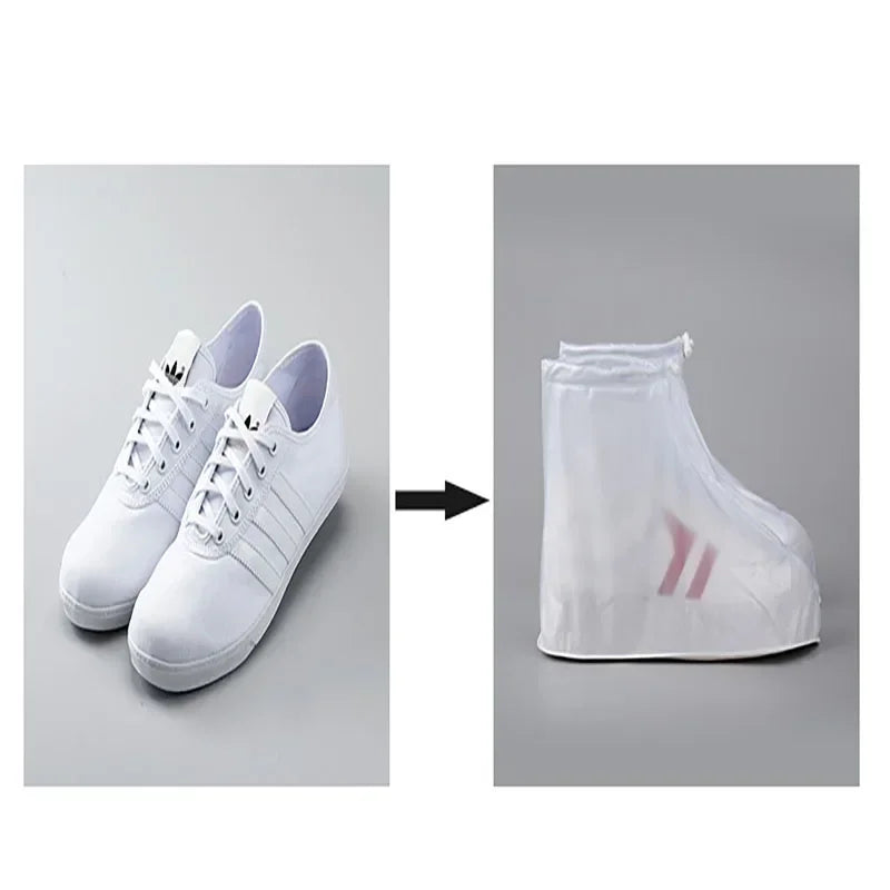Unisex Waterproof Shoe Covers Non-Slip PVC Silicone Sole Reusable White for Rain And Snow Multiple Sizes