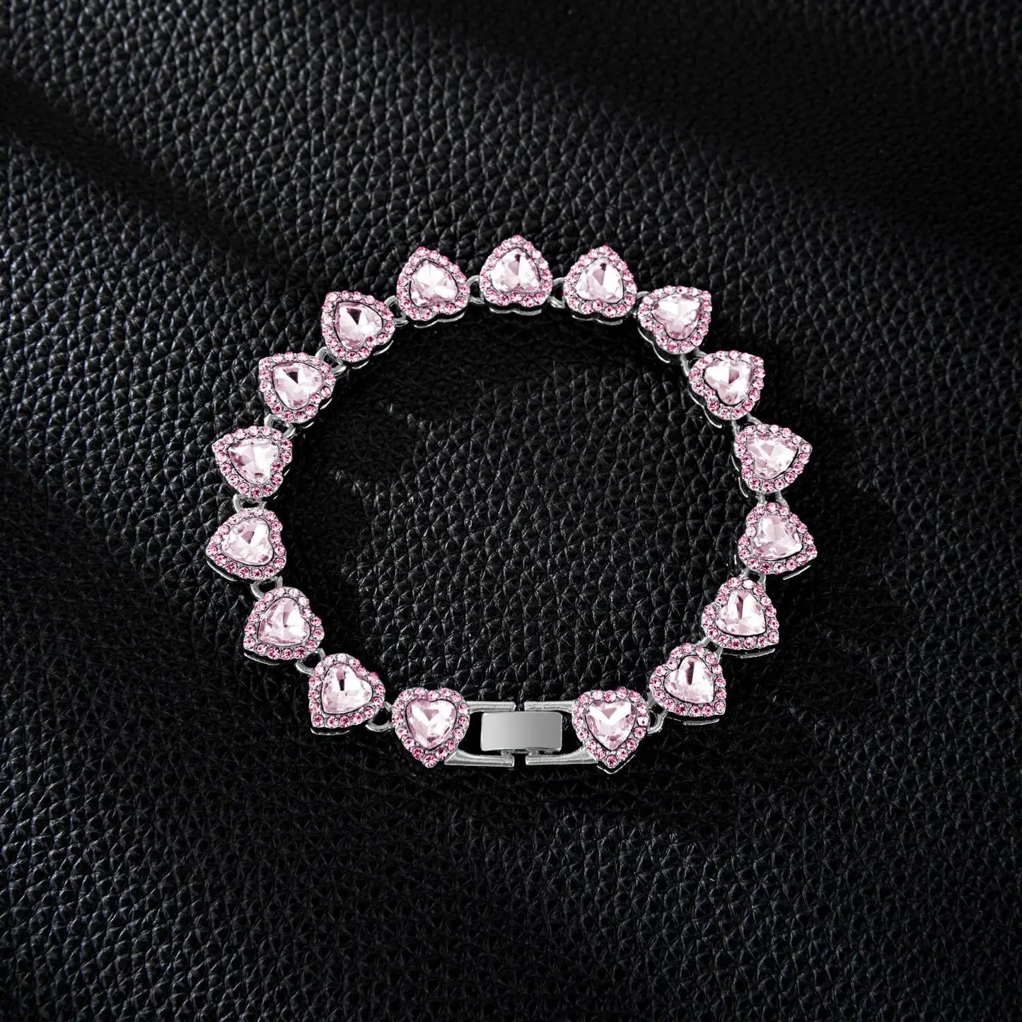 Yupsk 45CM/20CM Shiny Heart Rhinestone Hip Hop Rock Tennis Chain Bracelet Necklace for Women Men Trendy Jewelry Set Gift