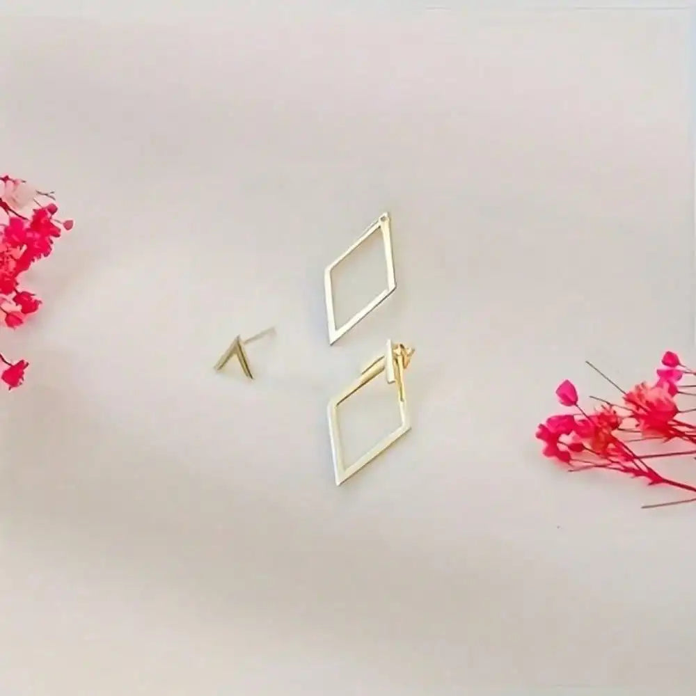 Retro Minimalist Geometric Square Detachable Triangles Stud Earrings for Women Fashion Jewelry Accessories Party Gifts