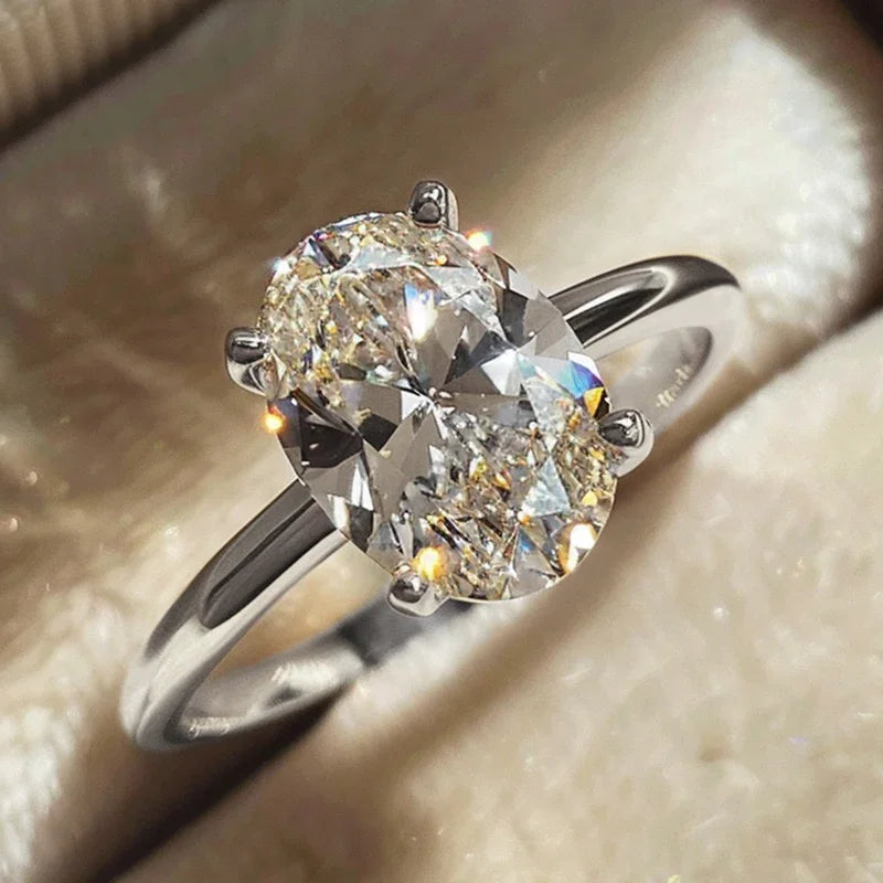 925 Sterling Silver Luxury Shiny 1-8CT Zircon Engagement Ring Wedding Band For Women Promise Eternity Ring Fine Jewelry Gift