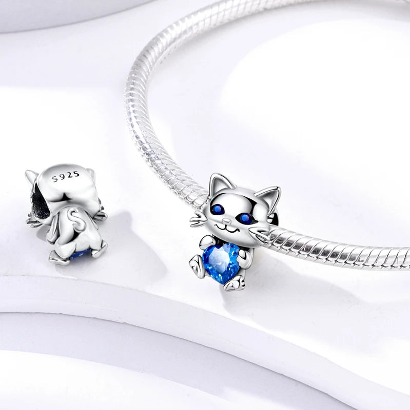 925 Silver Color Mushroom Owl Cat Bone Animal Charms Beads Fit Pandach 925 Original Bracelets Fine DIY Birthday Jewelry Gifts