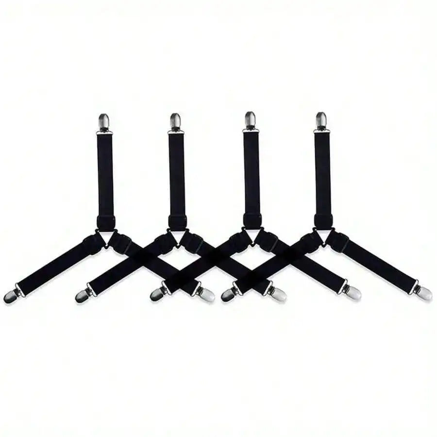 4pcs Triangle Household Bed Sheet Fixers, Adjustable Elastic Sofa BedSheet Fixing Clips, Tablecloth Fixing Belt, Anti-Running Anti-Slip SheetBuckles