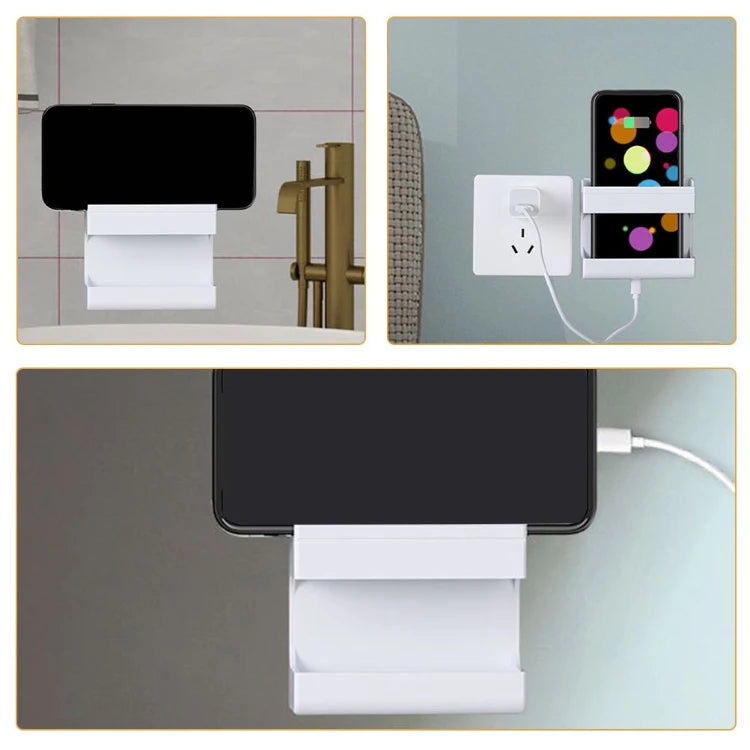 Remote Control Holder Punch-free Wall Mount Organizer for Mobile Phone Charging Living Room Storage Box