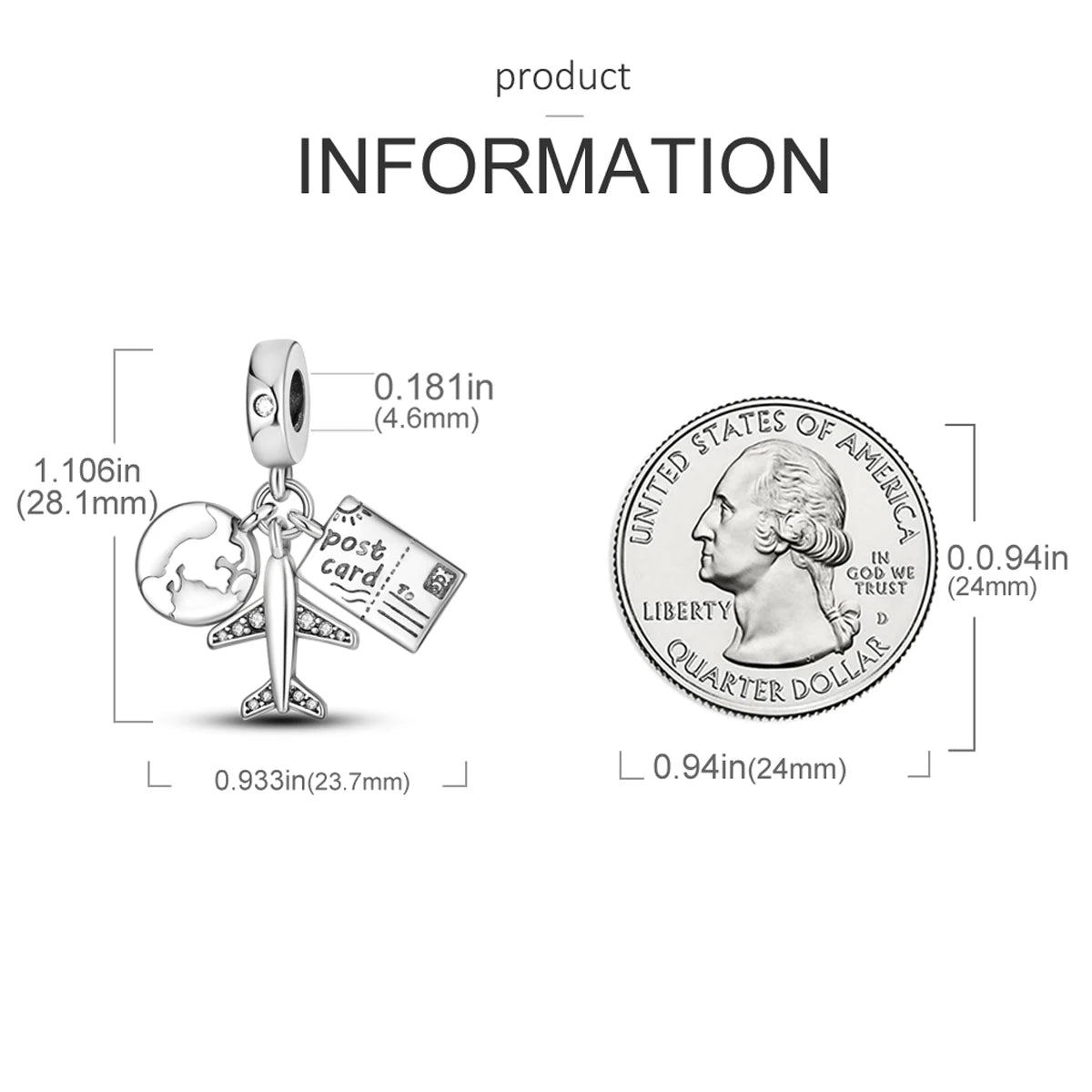 Travel Charm 925 Silver Plane Paris Tower Pendant Fit Bracelet Beads Making Woman Fashion Jewelry