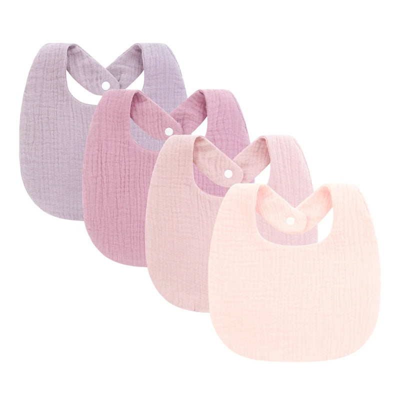 4Pcs Muslin Baby Bibs Burp Clothes Soft Cotton Kids Apron Infant Saliva Towels Toddler Accessories Baby Bibs Set Newborn Gift