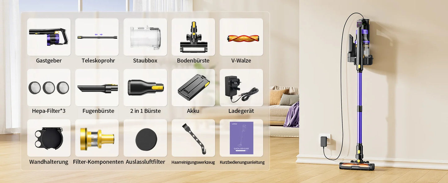 Laresar X11 Wireless vacuum cleaner 550W 55000PA Suction Makes Handheld Smart Home Dust mug 60 Minutes Running Time 3 PCs Filte Set