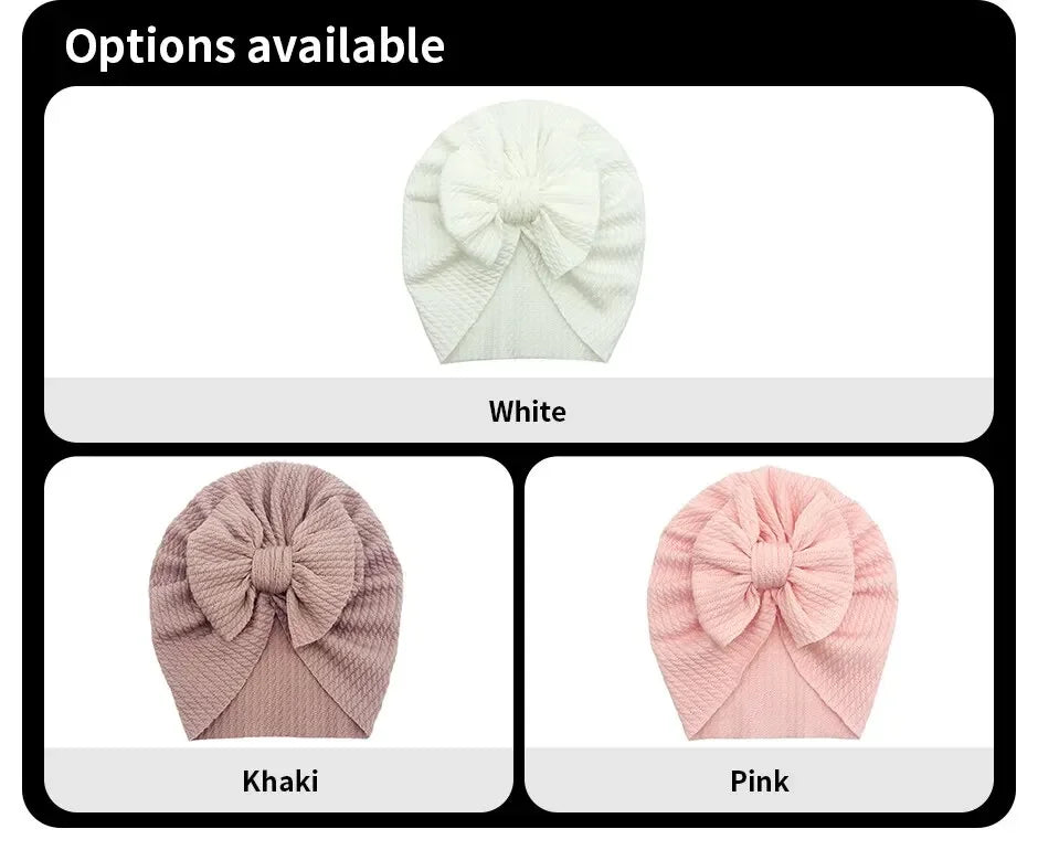 Cute Bow Baby Turban Hat Double Layer Big Bowknot Newborn Hat Soft Warm Elastic Kids Head Beanie Babies Accessories