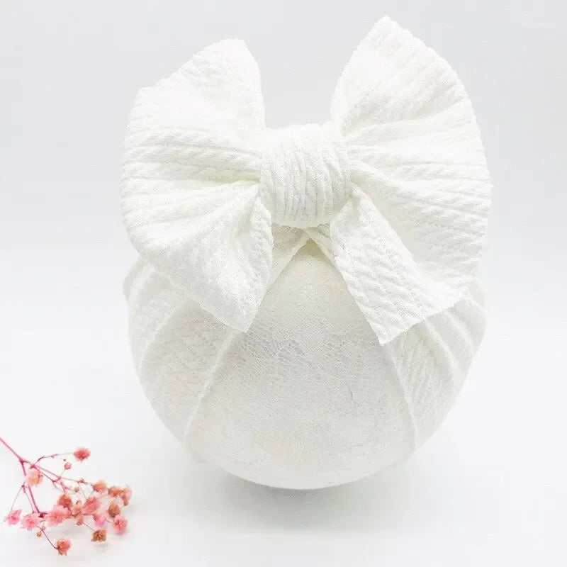Cute Bow Baby Turban Hat Double Layer Big Bowknot Newborn Hat Soft Warm Elastic Kids Head Beanie Babies Accessories