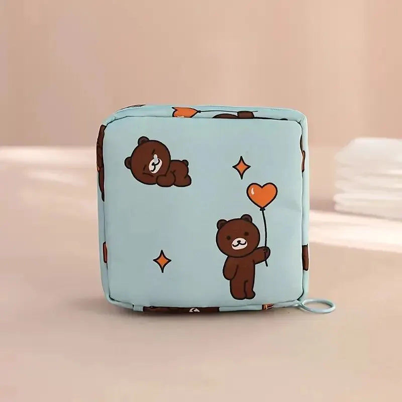 Cute cartoon sanitary pad storage bag for girls' menstrual period, portable aunt bag, sanitary pad storage, large capacity small