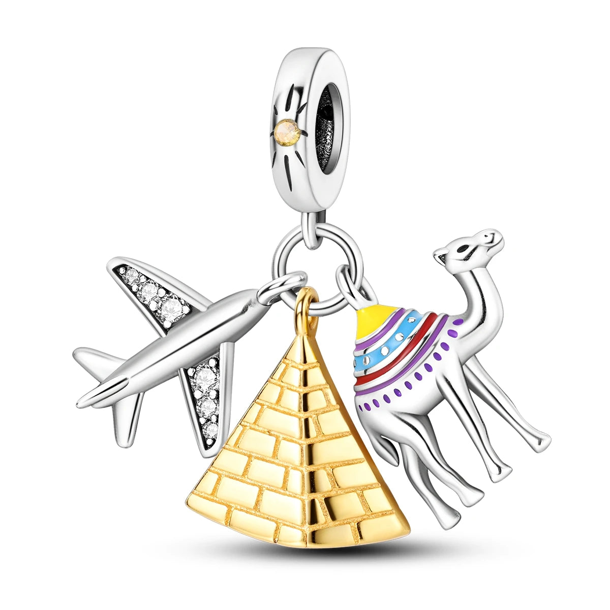 Travel Charm 925 Silver Plane Paris Tower Pendant Fit Bracelet Beads Making Woman Fashion Jewelry
