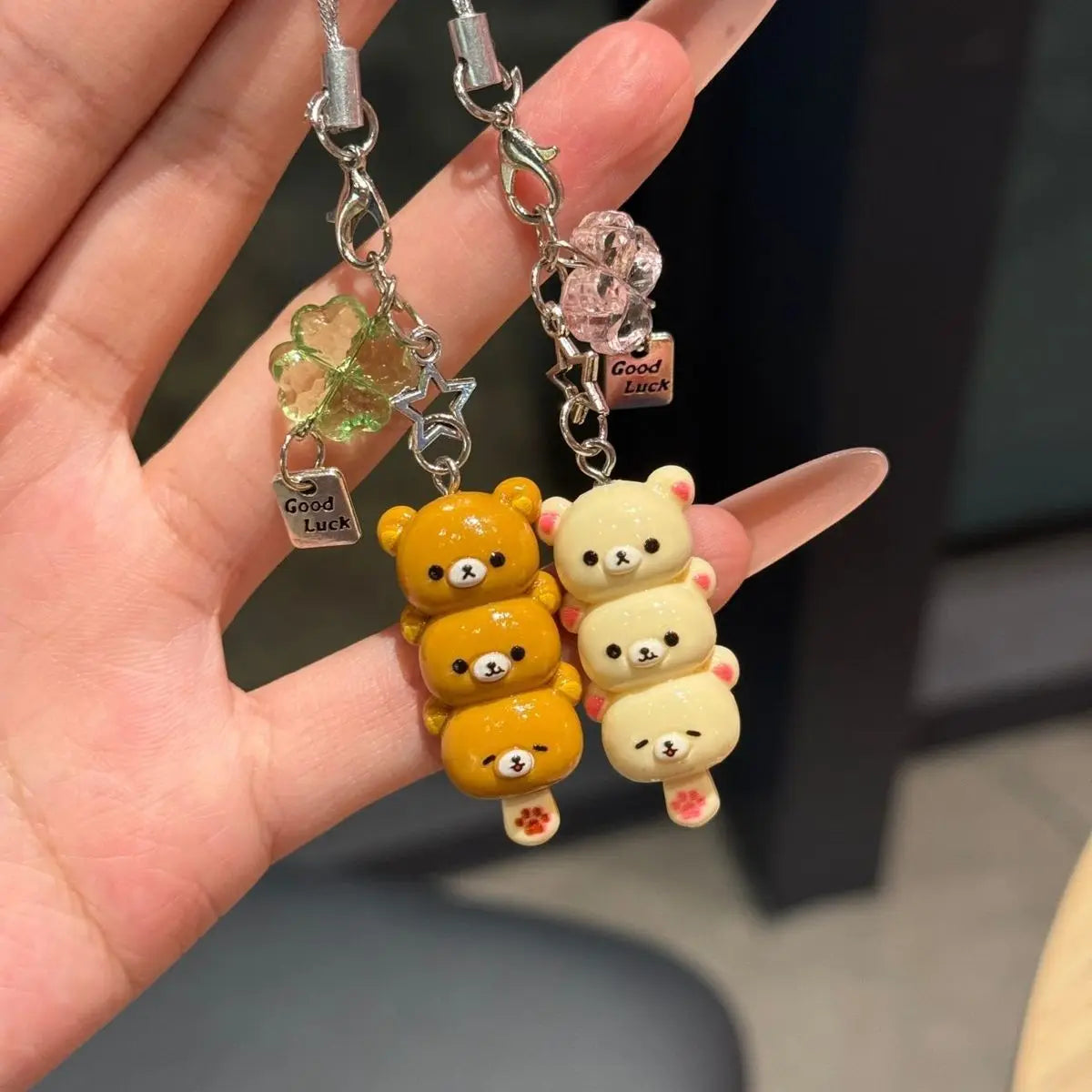 Cute Bear Phone Charms Pendant Kawaii Anime Keychain Accessories For Keys Schoolbag iPhone 17Promax Airpods Ins Korea New Y2K