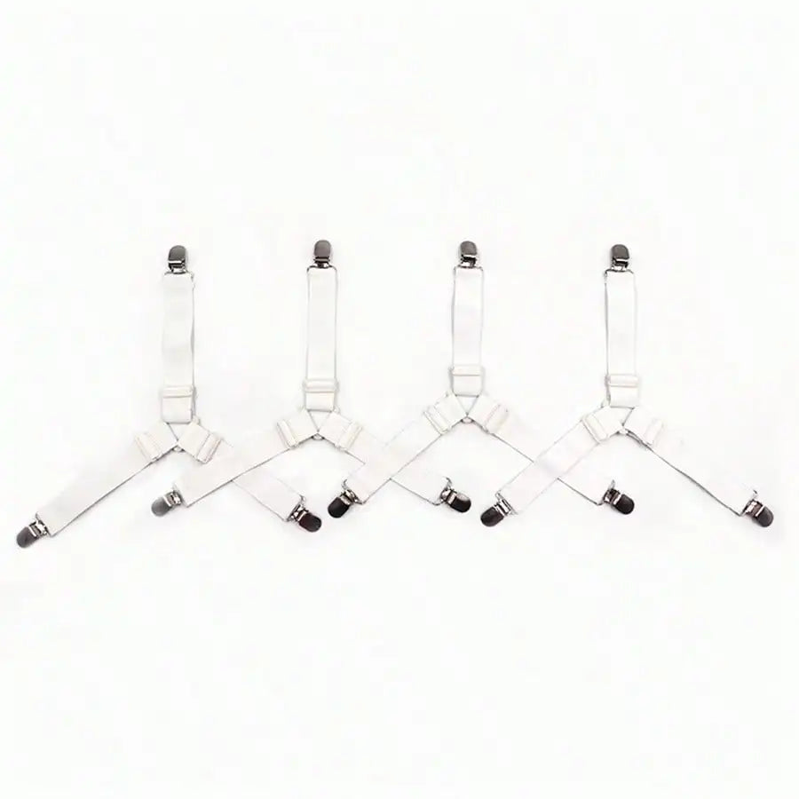 4pcs Triangle Household Bed Sheet Fixers, Adjustable Elastic Sofa BedSheet Fixing Clips, Tablecloth Fixing Belt, Anti-Running Anti-Slip SheetBuckles