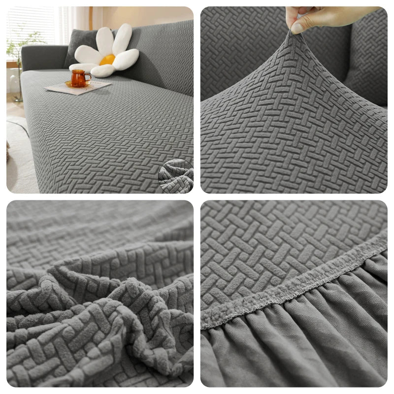 Housse de canapé élastique en Jacquard pour salon, protection de fauteuil en polaire extensible, canapé en forme de L