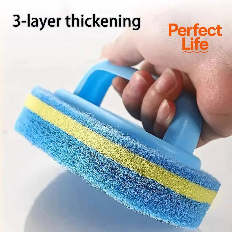 Pot Washing Kitchen Cleaning Brush with Handle - Pot Washing High-Density Thick Scouring Pad Ceramic Tile Wall Cleaning Brush