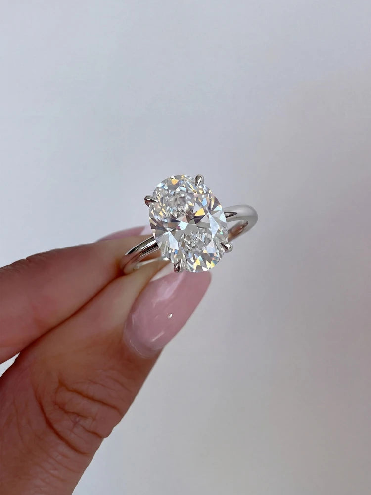 925 Sterling Silve Shiny Gorgeous 1-8CT Oval Zircon Ring For Women Engagement Wedding Luxury High Quality Fine Jewelry