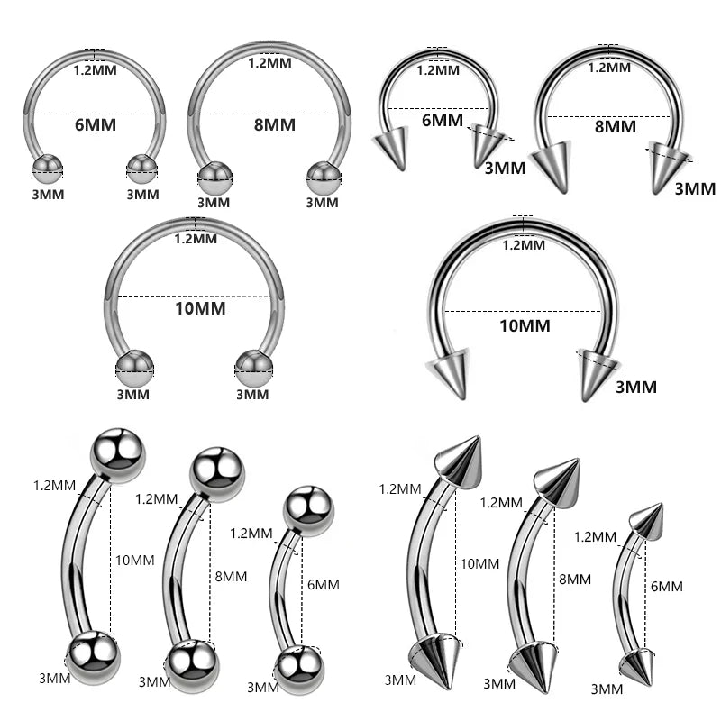 1PC metal Horseshoe Fake Nose Ring C Clip Septum Lip stainless steel Real Piercing Nose Rings Hoop For Women Men Jewelry